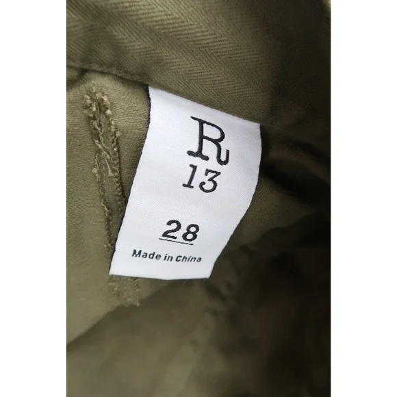 R13 Jesse Multipocket Short Womens 28 Regular Surplus Olive Herringbone US 8 New - Picture 9 of 16